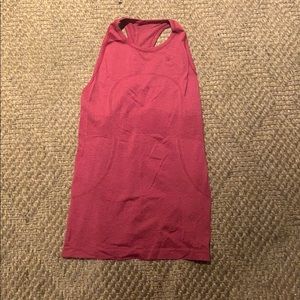 Red and pink stripes lululemon tank top size 6